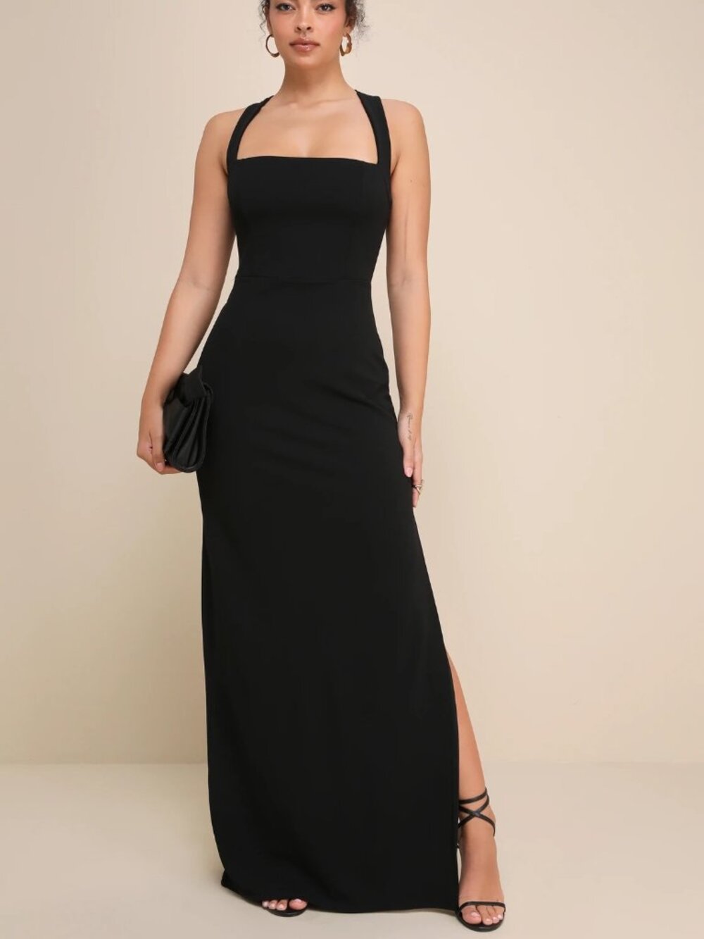 Lulus Glamorous Dedication Black Sleeveless Column Maxi Dress Size Large